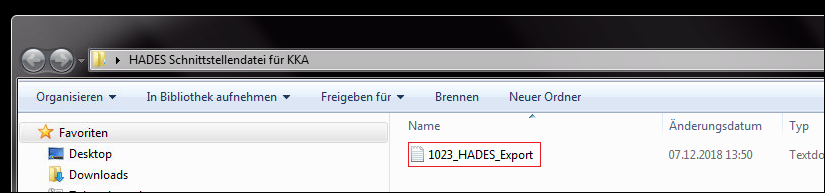 HADES-Schnittstelle - Schritt 7